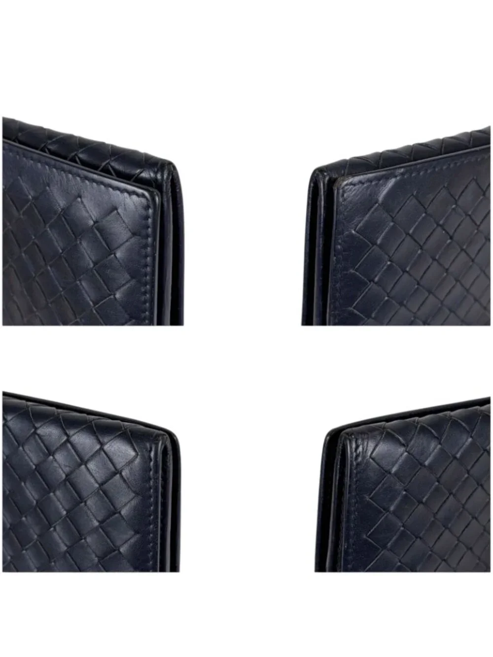 Bottega Veneta Intrecciato Leather Wallet Bifold Dark Navy